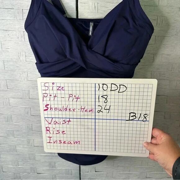 Lands' End Wrap Underwire Tankini Top Deep Navy beach athleisure pool swimwear - Picture 9 of 9